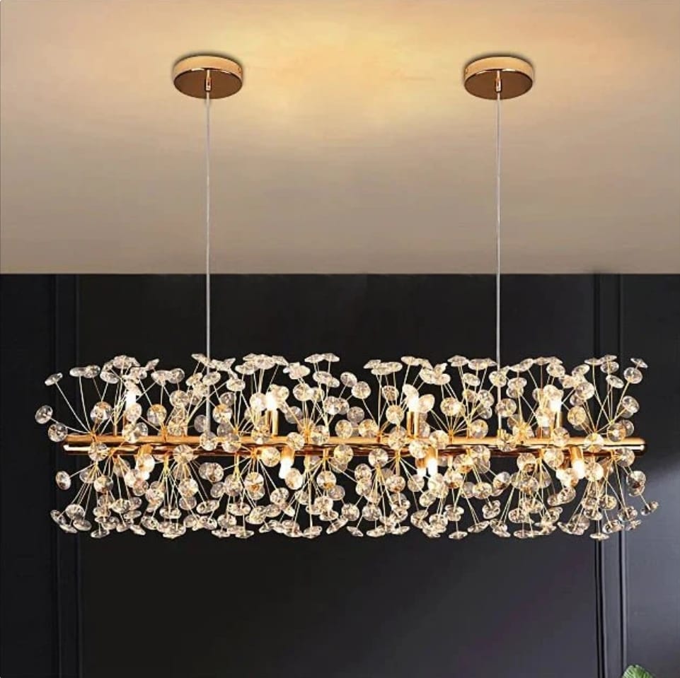 lustre linéaire cristal & or | Élégance moderne & lumière signature lustre linéaire cristal & or | Élégance moderne & lumière signature